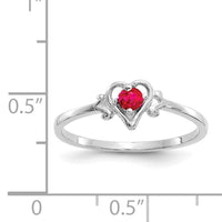 14K White Gold Ruby Birthstone Heart Ring-YC418