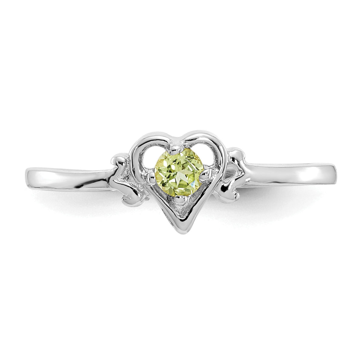 14K White Gold Peridot Birthstone Heart Ring-YC419