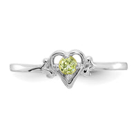 14K White Gold Peridot Birthstone Heart Ring-YC419