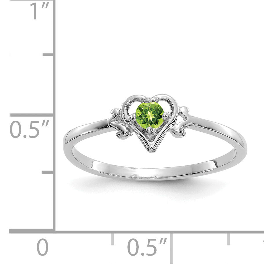 14K White Gold Peridot Birthstone Heart Ring-YC419