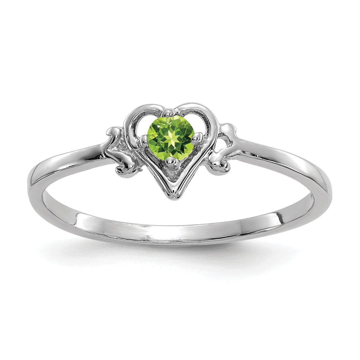 14K White Gold Peridot Birthstone Heart Ring-YC419