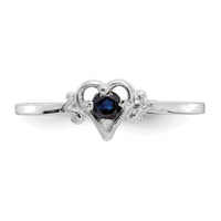 14K White Gold Sapphire Birthstone Heart Ring-YC420