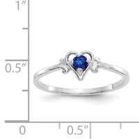14K White Gold Sapphire Birthstone Heart Ring-YC420