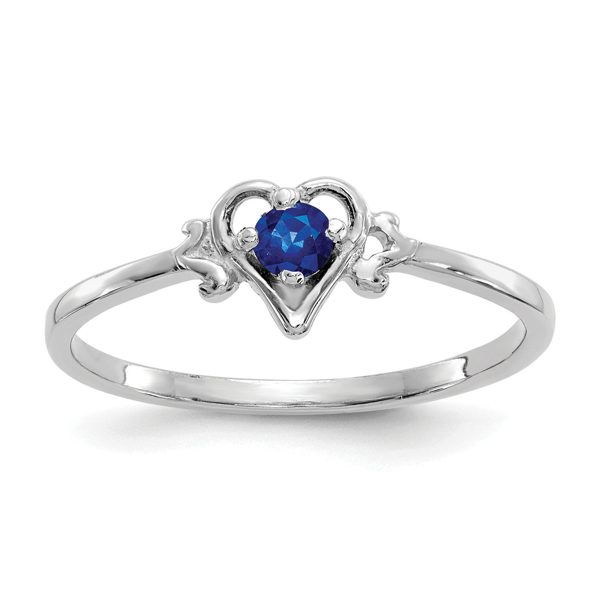 14K White Gold Sapphire Birthstone Heart Ring-YC420