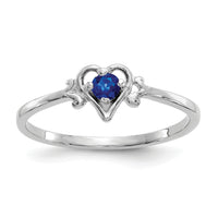 14K White Gold Sapphire Birthstone Heart Ring-YC420