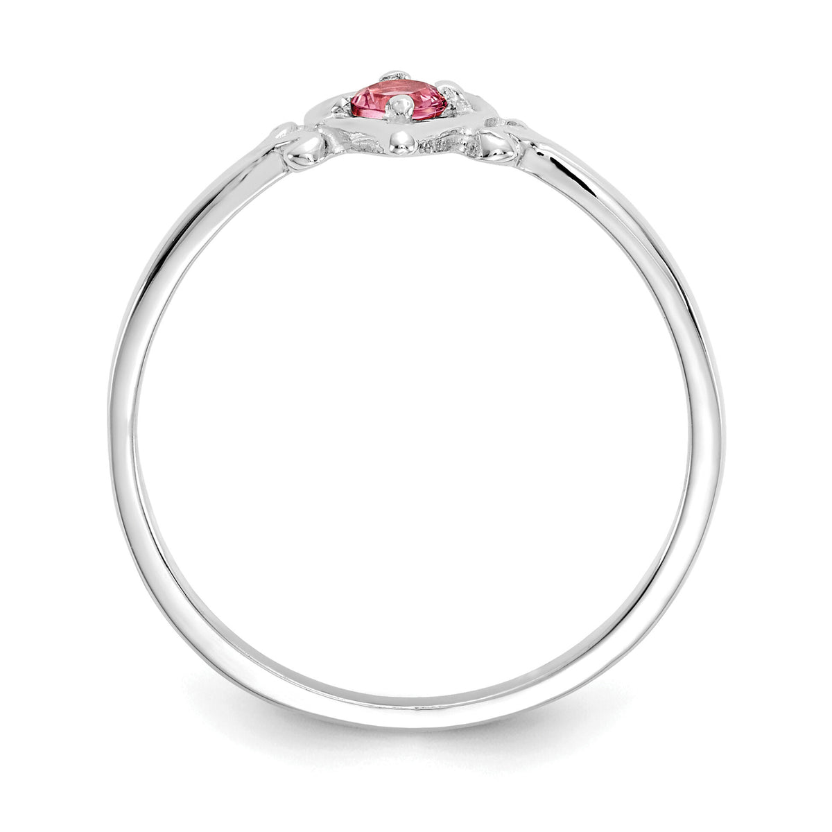 14K White Gold Pink Tourmaline Birthstone Heart Ring-YC421