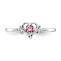 14K White Gold Pink Tourmaline Birthstone Heart Ring-YC421