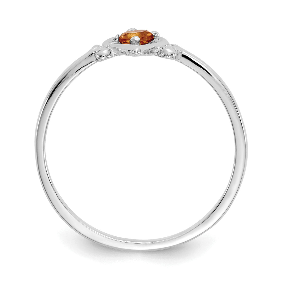 14K White Gold Citrine Birthstone Heart Ring-YC422