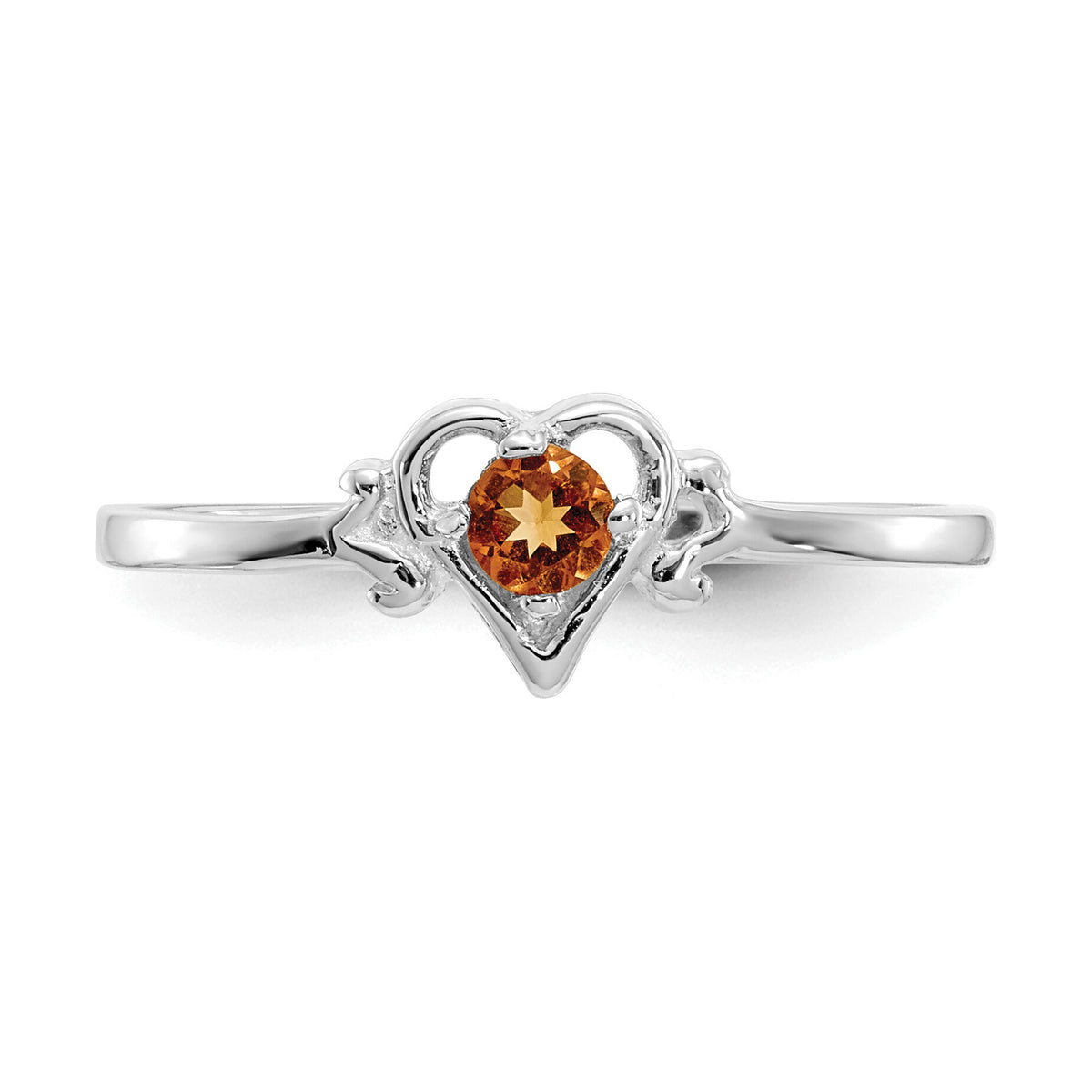 14K White Gold Citrine Birthstone Heart Ring-YC422