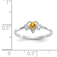 14K White Gold Citrine Birthstone Heart Ring-YC422