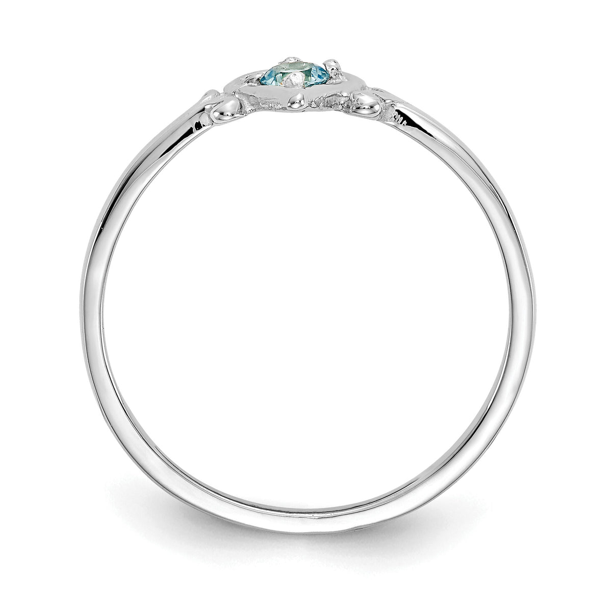 14K White Gold Blue Topaz Birthstone Heart Ring-YC423