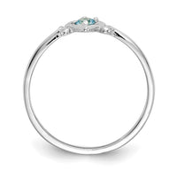 14K White Gold Blue Topaz Birthstone Heart Ring-YC423