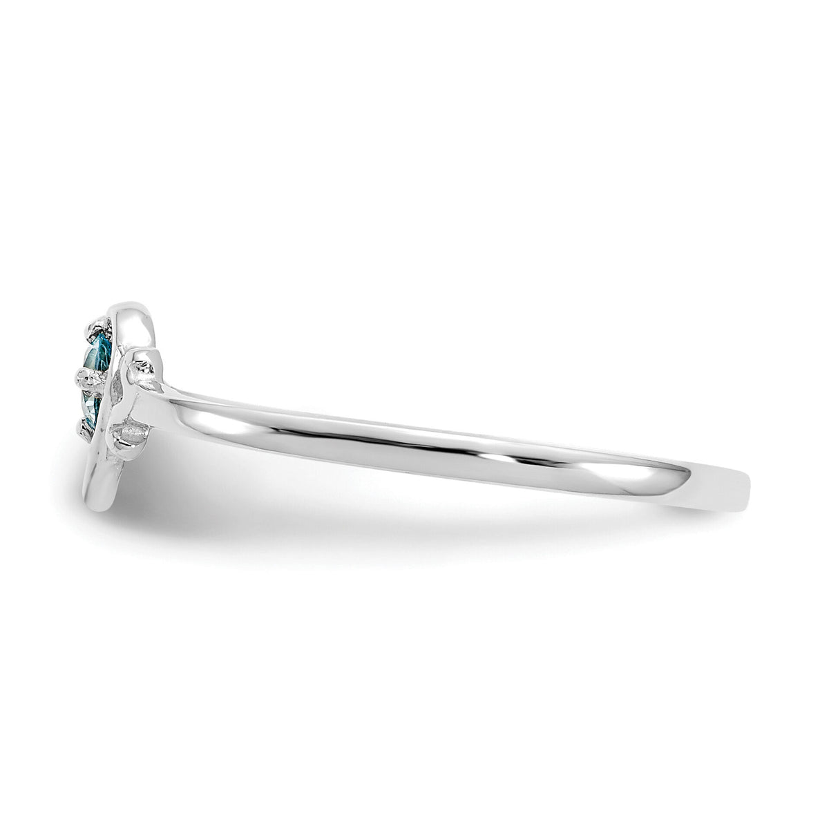 14K White Gold Blue Topaz Birthstone Heart Ring-YC423
