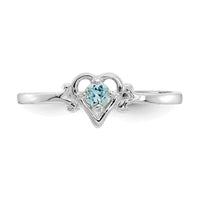 14K White Gold Blue Topaz Birthstone Heart Ring-YC423