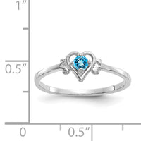 14K White Gold Blue Topaz Birthstone Heart Ring-YC423