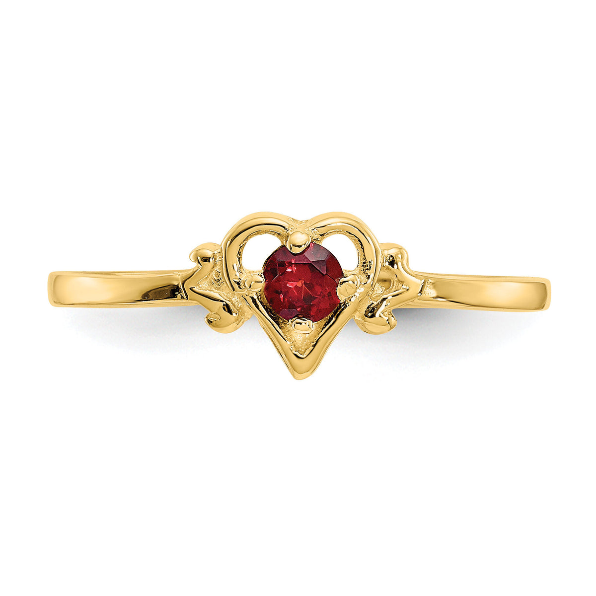 14K Garnet Birthstone Heart Ring-YC424