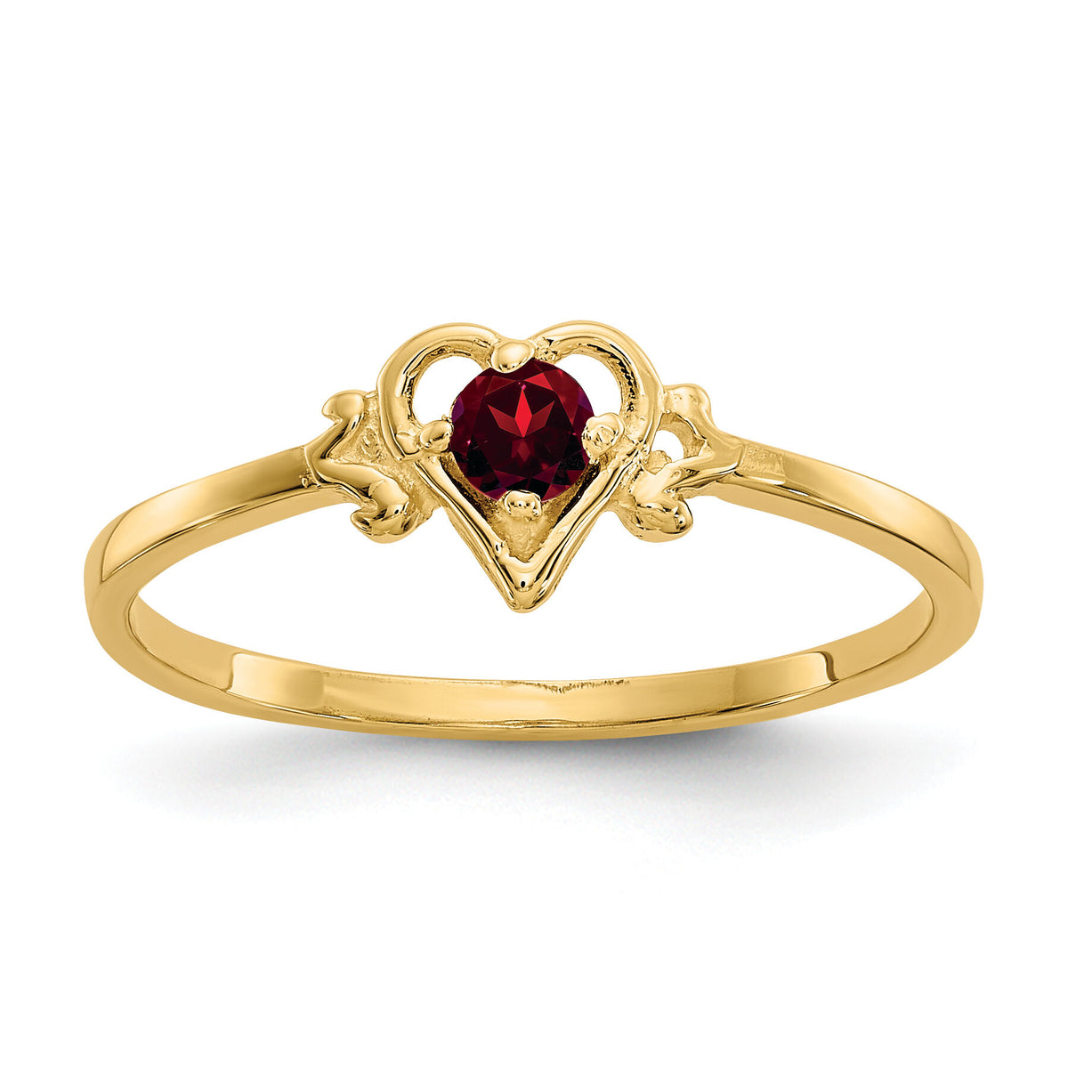 14K Garnet Birthstone Heart Ring-YC424