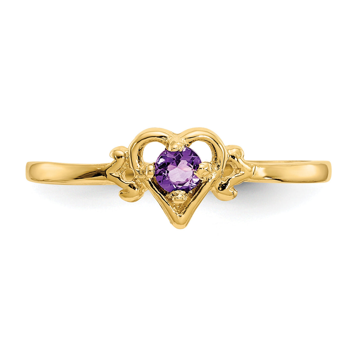 14K Amethyst Birthstone Heart Ring-YC425