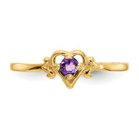 14K Amethyst Birthstone Heart Ring-YC425