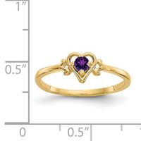 14K Amethyst Birthstone Heart Ring-YC425