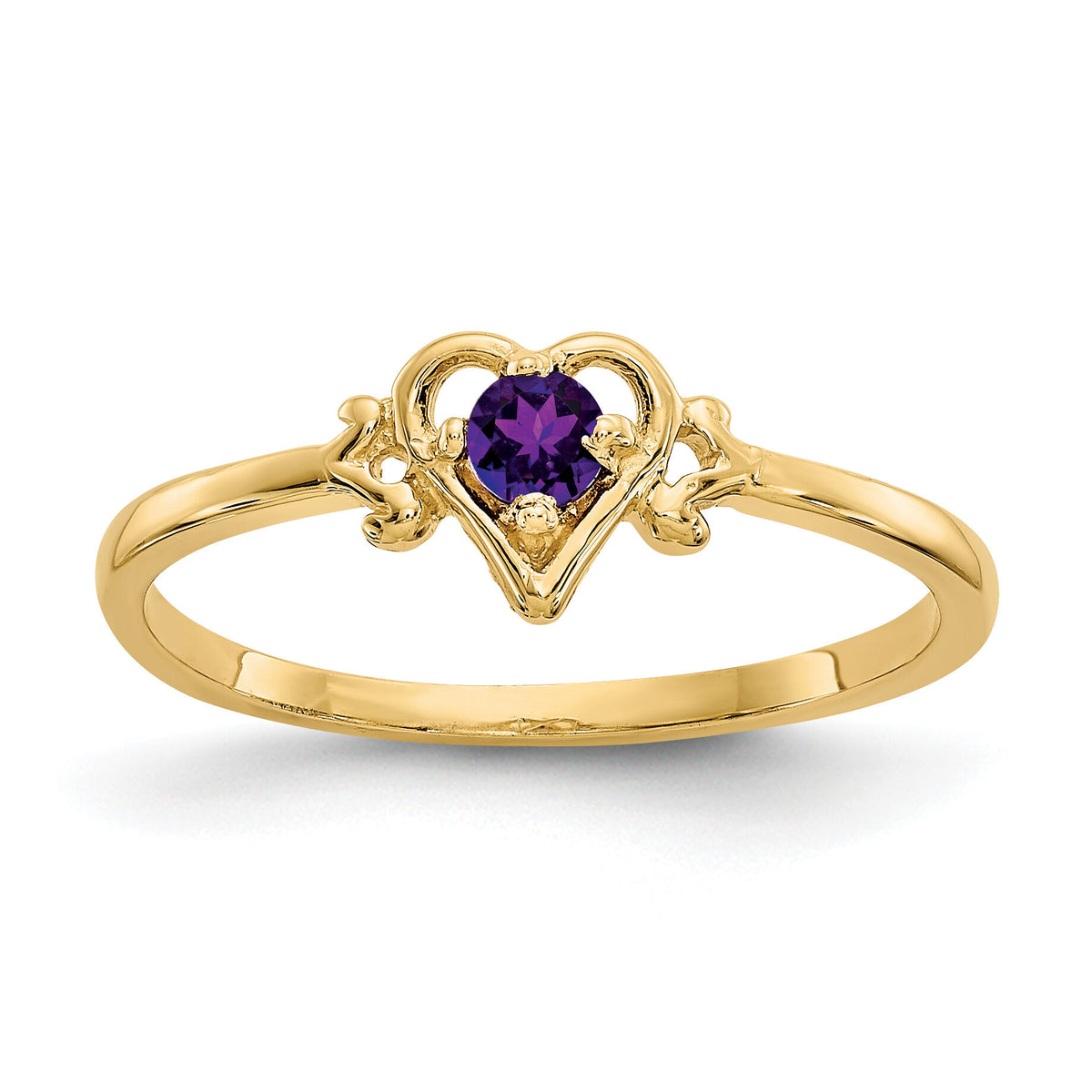 14K Amethyst Birthstone Heart Ring-YC425