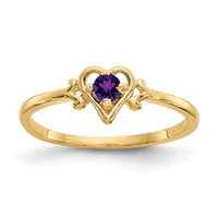 14K Amethyst Birthstone Heart Ring-YC425
