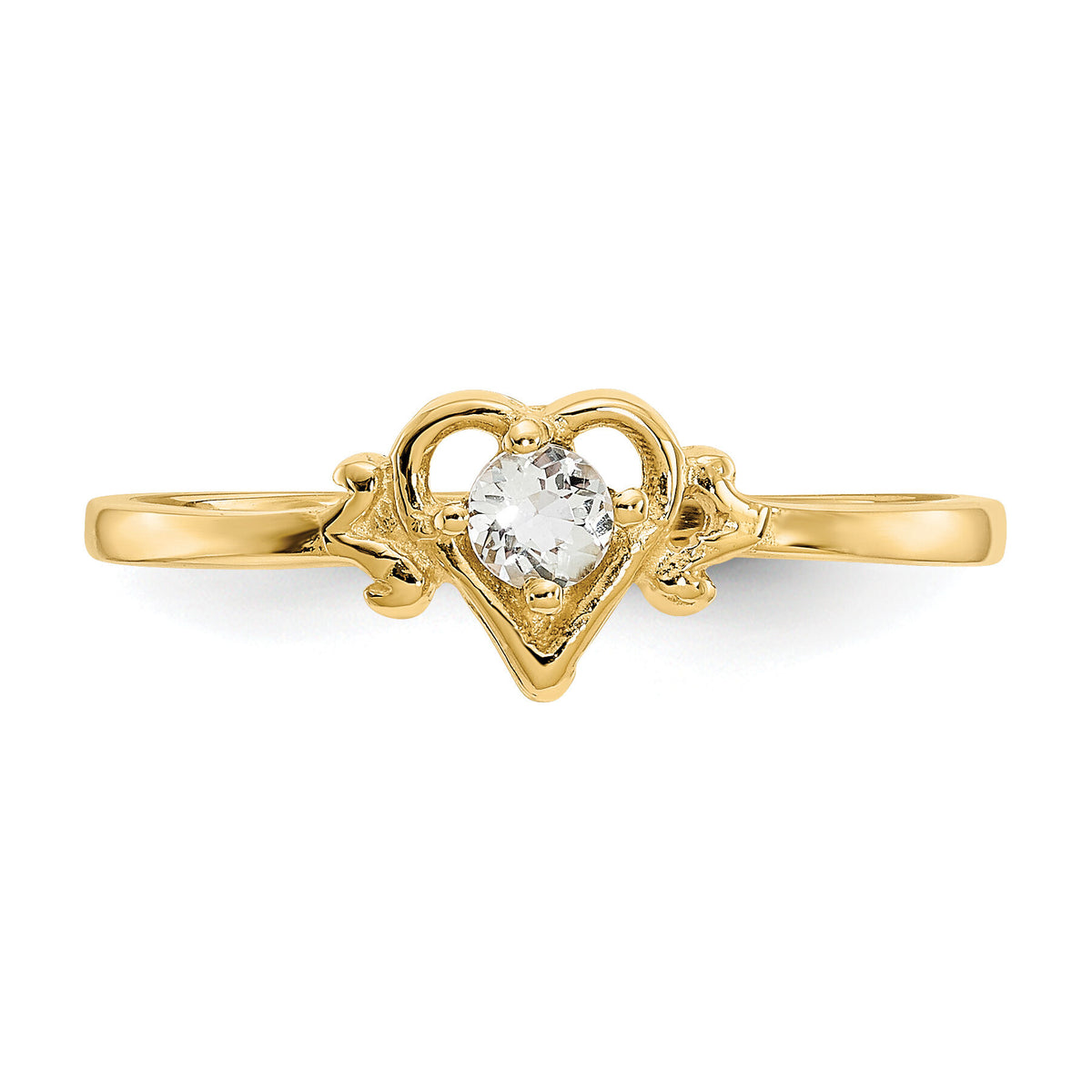 14K Aquamarine Birthstone Heart Ring-YC426