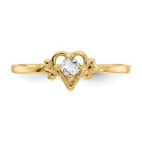 14K Aquamarine Birthstone Heart Ring-YC426
