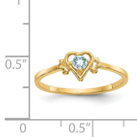 14K Aquamarine Birthstone Heart Ring-YC426