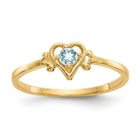 14K Aquamarine Birthstone Heart Ring-YC426