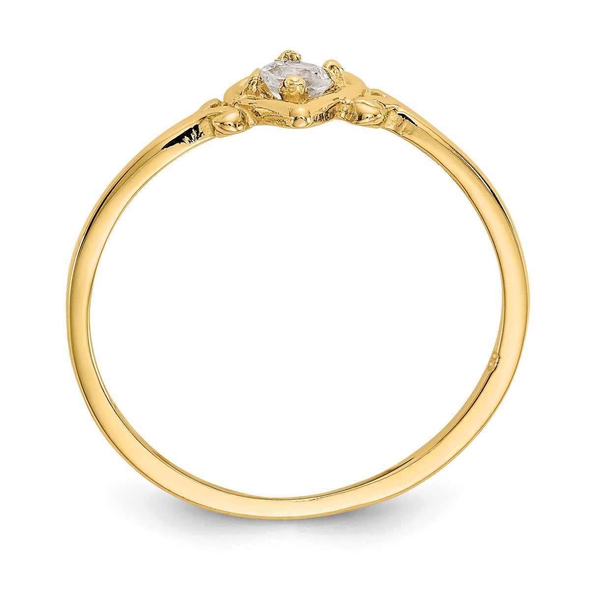 14K White Topaz Birthstone Heart Ring-YC427