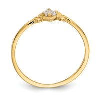 14K White Topaz Birthstone Heart Ring-YC427