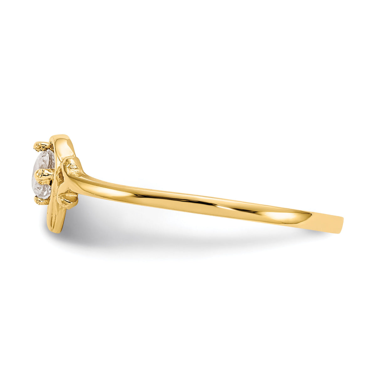 14K White Topaz Birthstone Heart Ring-YC427