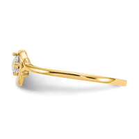 14K White Topaz Birthstone Heart Ring-YC427