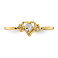 14K White Topaz Birthstone Heart Ring-YC427