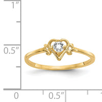 14K White Topaz Birthstone Heart Ring-YC427