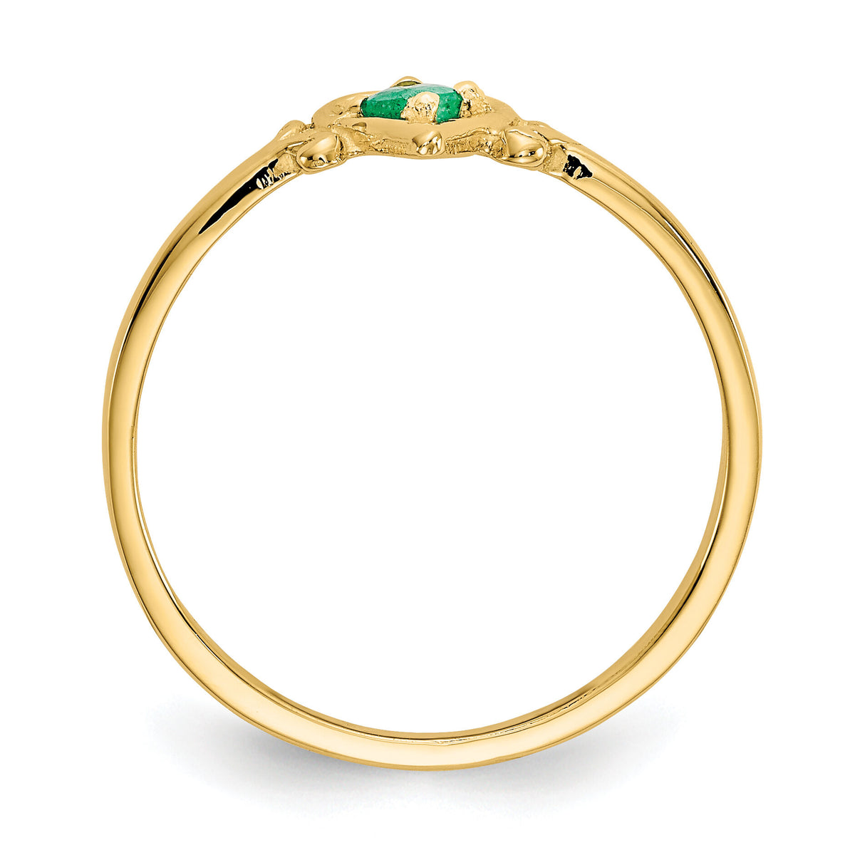 14K Emerald Birthstone Heart Ring-YC428