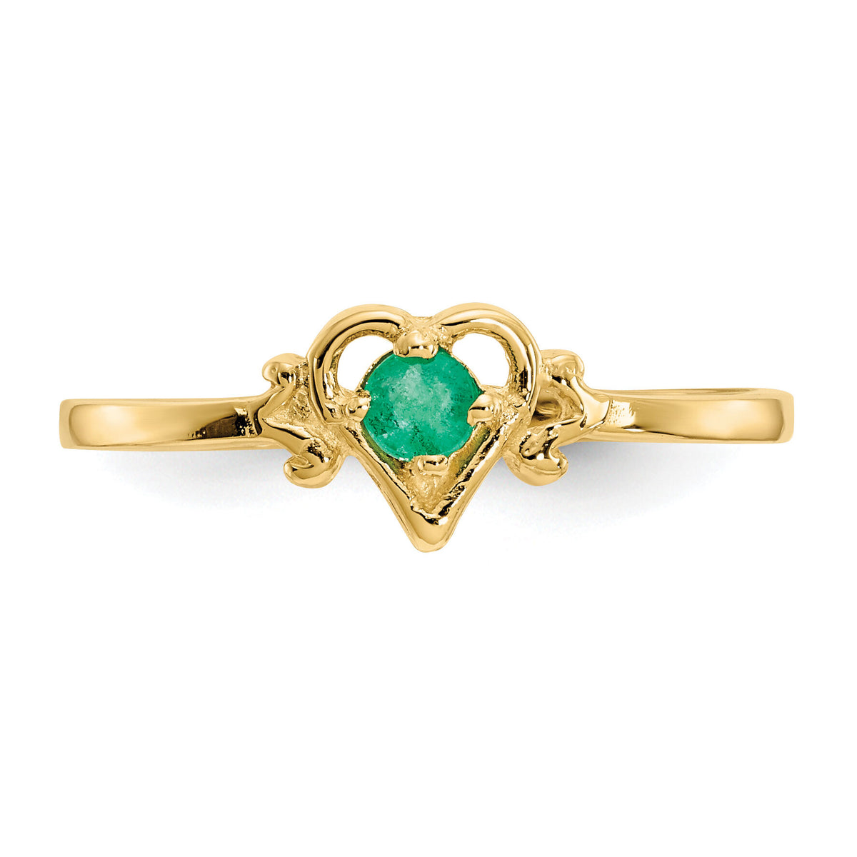 14K Emerald Birthstone Heart Ring-YC428