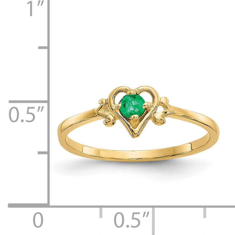 14K Emerald Birthstone Heart Ring-YC428