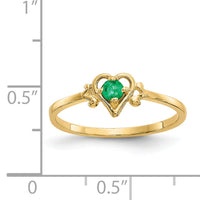 14K Emerald Birthstone Heart Ring-YC428