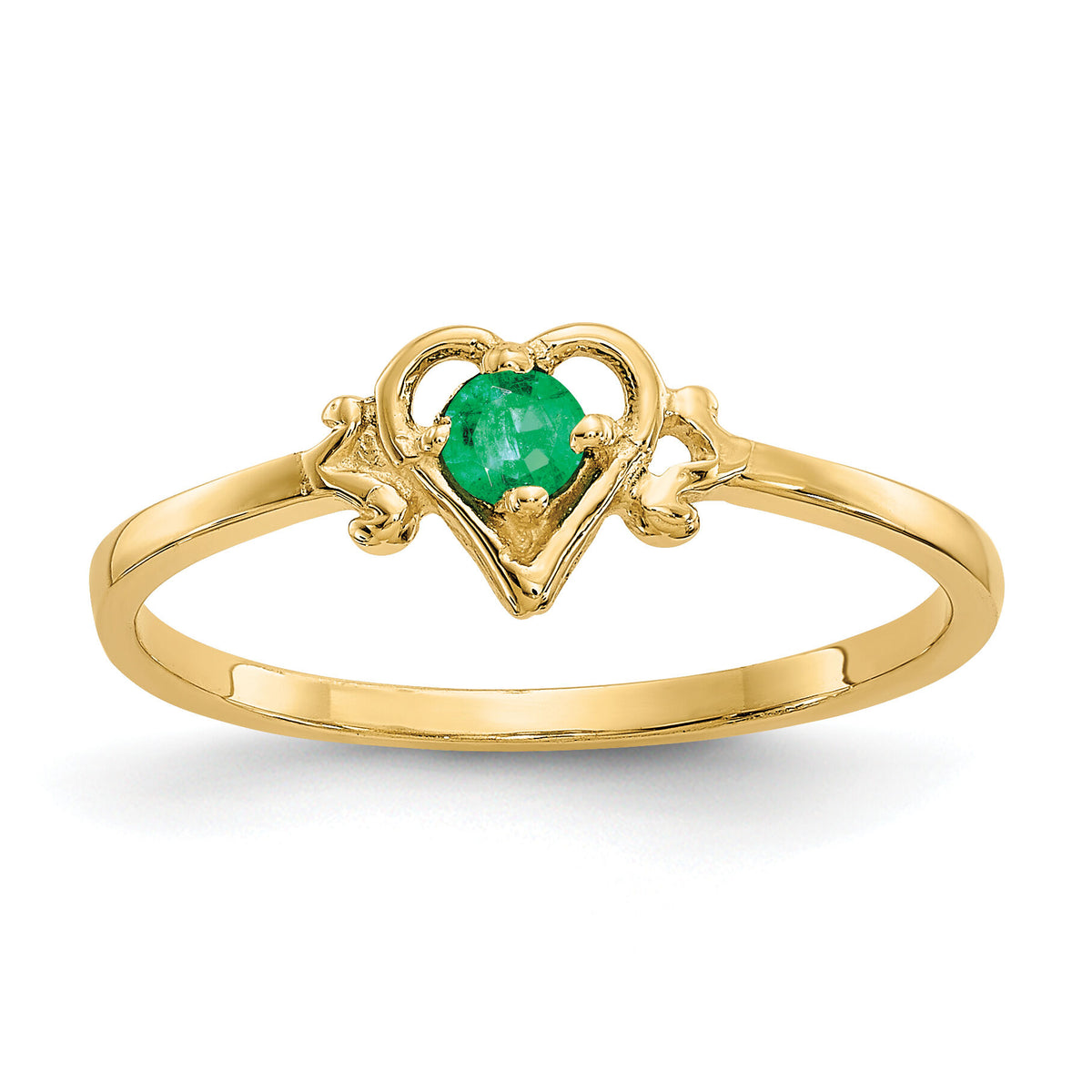 14K Emerald Birthstone Heart Ring-YC428