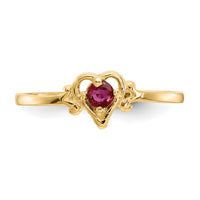14K Ruby Birthstone Heart Ring-YC430