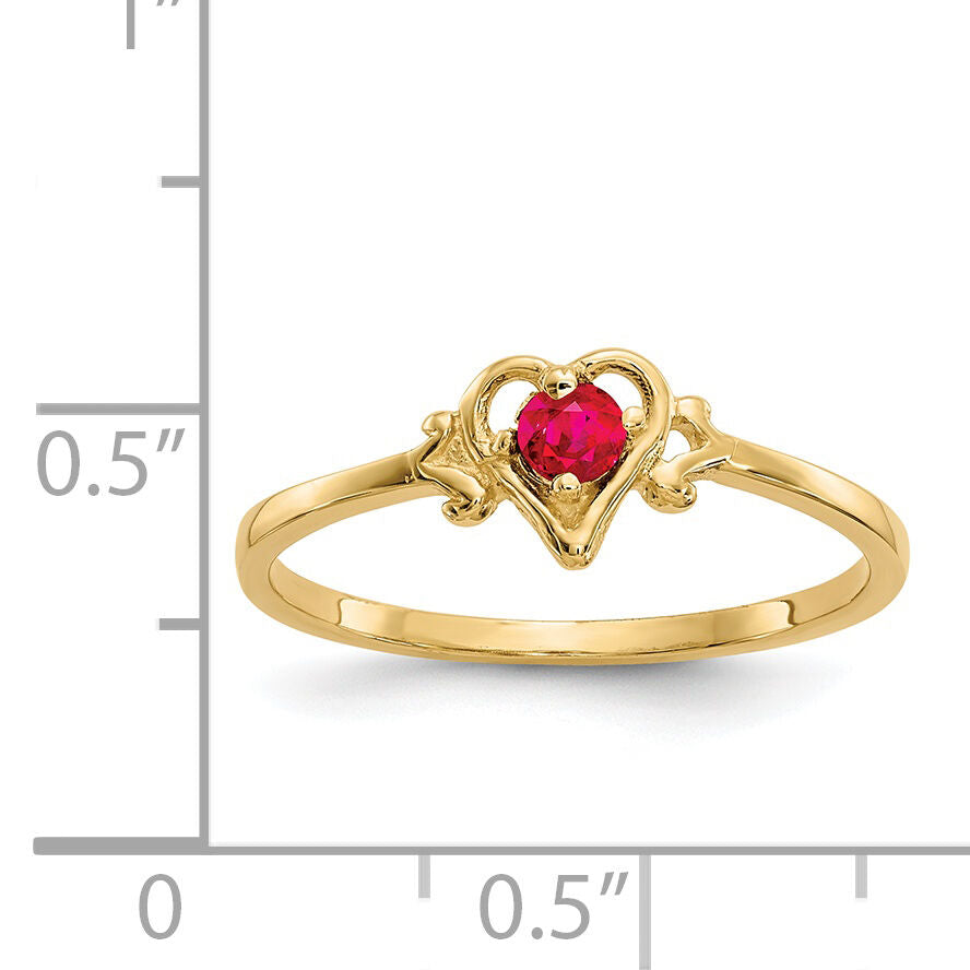 14K Ruby Birthstone Heart Ring-YC430