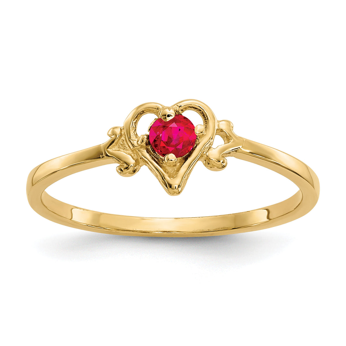 14K Ruby Birthstone Heart Ring-YC430