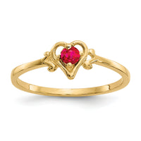14K Ruby Birthstone Heart Ring-YC430