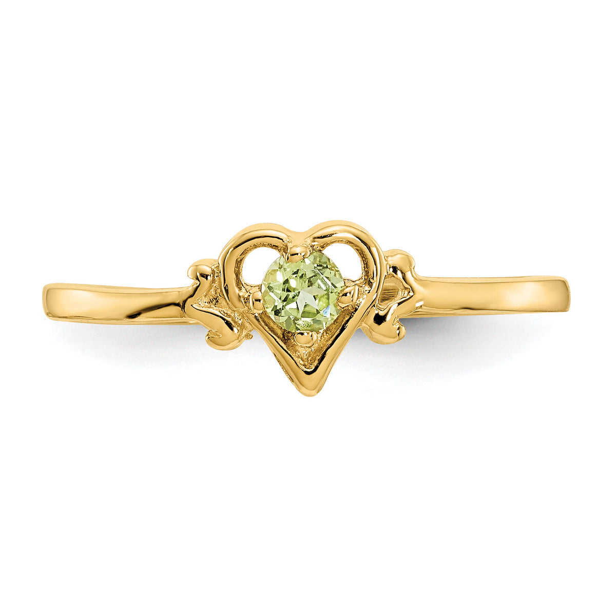 14K Peridot Birthstone Heart Ring-YC431