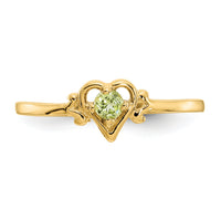14K Peridot Birthstone Heart Ring-YC431