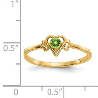 14K Peridot Birthstone Heart Ring-YC431