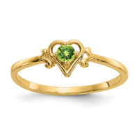 14K Peridot Birthstone Heart Ring-YC431