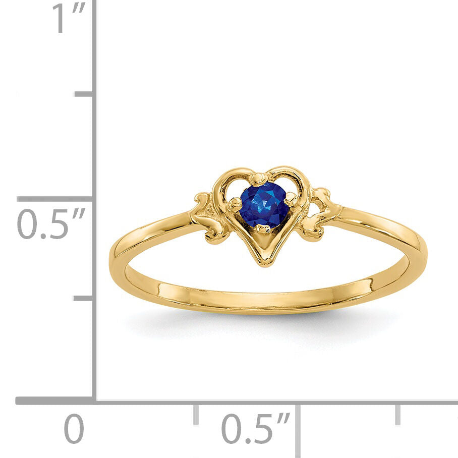 14K Sapphire Birthstone Heart Ring-YC432